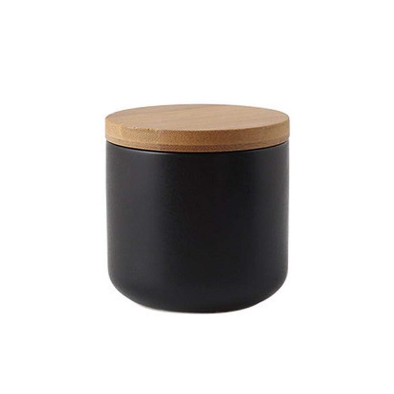 MilkyWay Ceramic Food Storage Jar Canister Modern Design Food Canisters with Airtight Seal Bamboo Lid, Loose Tea Coffee Spice Nuts Snacks Storage Jar Canister (Black 27.05oz/800ml) - Image 1